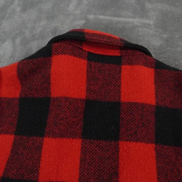 VTG 50s BIG MIKE Buffalo Plaid Wool Jacket 46‎ Red Black Talon Zip Union Made US